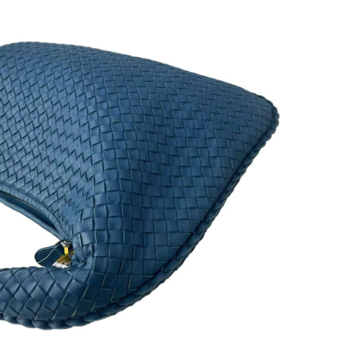 Bottega Veneta Hobo Calfskin Intrecciato Blue