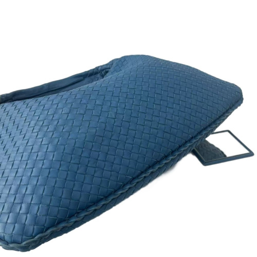Bottega Veneta Hobo Calfskin Intrecciato Blue