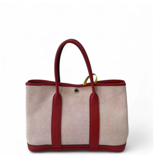 Hermes Garden Party 30 Toile Negonda 14 Beige F5 Bourgogne