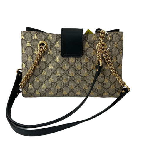 Gucci Small Padlock Tote GG Supreme Monogram Beige Black Gold Gucci Small Padlock Tote GG Supreme Monogram Beige Black Gold