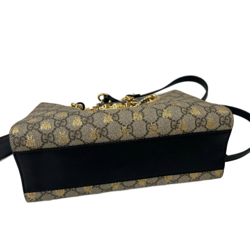 Gucci Small Padlock Tote GG Supreme Monogram Beige Black Gold Gucci Small Padlock Tote GG Supreme Monogram Beige Black Gold