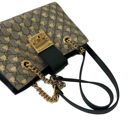 Gucci Small Padlock Tote GG Supreme Monogram Beige Black Gold Gucci Small Padlock Tote GG Supreme Monogram Beige Black Gold