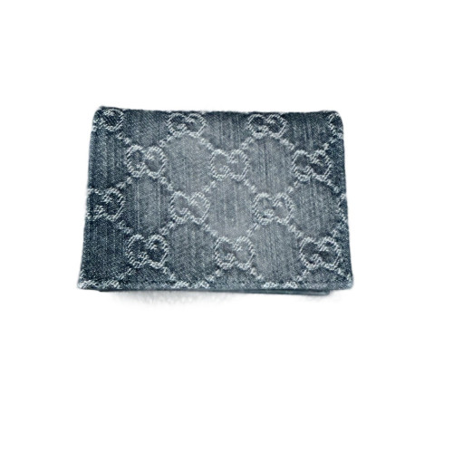 Gucci Compact Wallet Denim Calfskin Blue