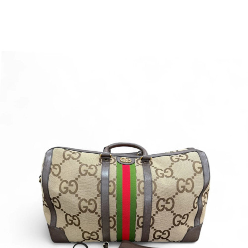 Gucci Web Luggage GG Supreme Monogram Canvas Beige Brown Green Gucci Web Luggage GG Supreme Monogram Canvas Beige Brown Green