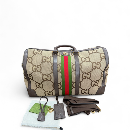 Gucci Web Luggage GG Supreme Monogram Canvas Beige Brown Green Gucci Web Luggage GG Supreme Monogram Canvas Beige Brown Green