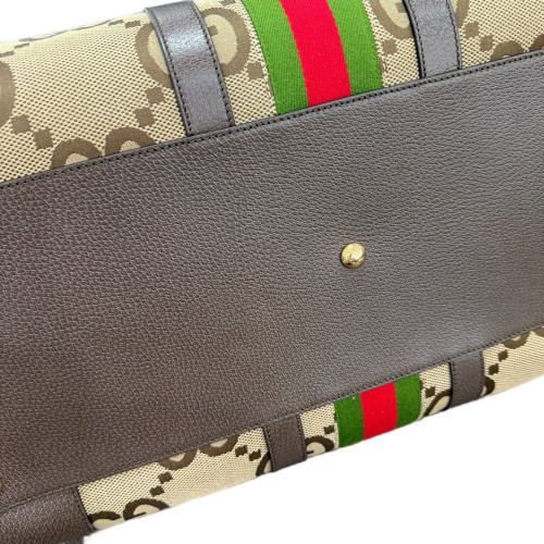 Gucci Web Luggage GG Supreme Monogram Canvas Beige Brown Green Gucci Web Luggage GG Supreme Monogram Canvas Beige Brown Green