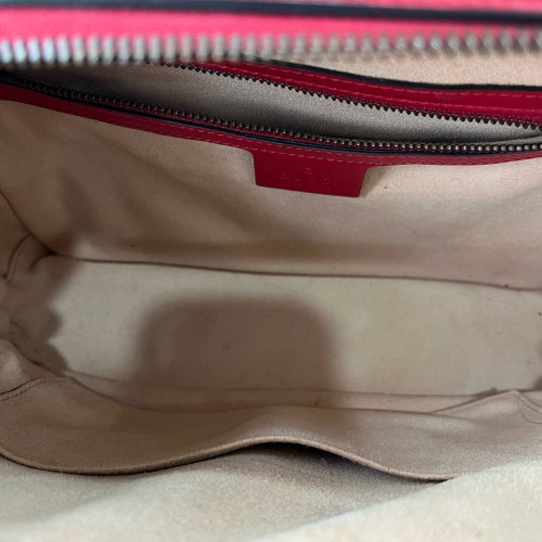Gucci Chevron Small GG Marmont Top Handle Shoulder Bag Calfskin Red
