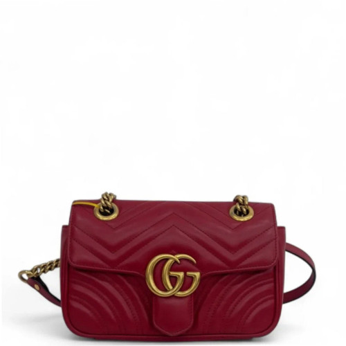 Gucci Chevron Medium GG Marmont Calfskin Red