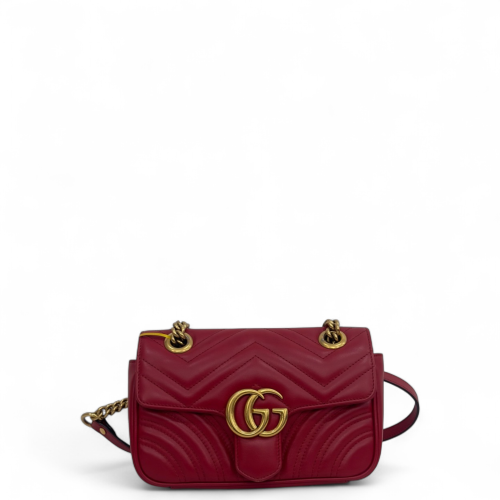 Gucci Chevron Medium GG Marmont Calfskin Red