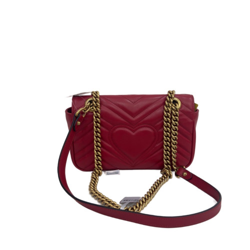 Gucci Chevron Medium GG Marmont Calfskin Red