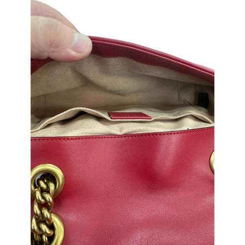 Gucci Chevron Medium GG Marmont Calfskin Red