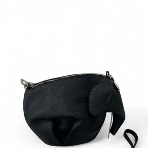 Loewe Elephant Shoulder Bag Grained Calfskin Black