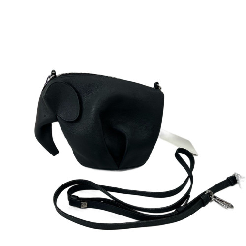 Loewe Elephant Shoulder Bag Grained Calfskin Black