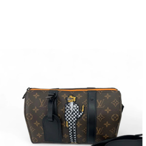 Louis Vuitton Embroidered City Keepall Monogram Brown Black Louis Vuitton Embroidered City Keepall Monogram Brown Black