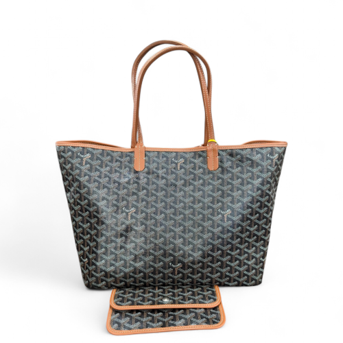 Goyard Tote Bag Goyardine Black Brown