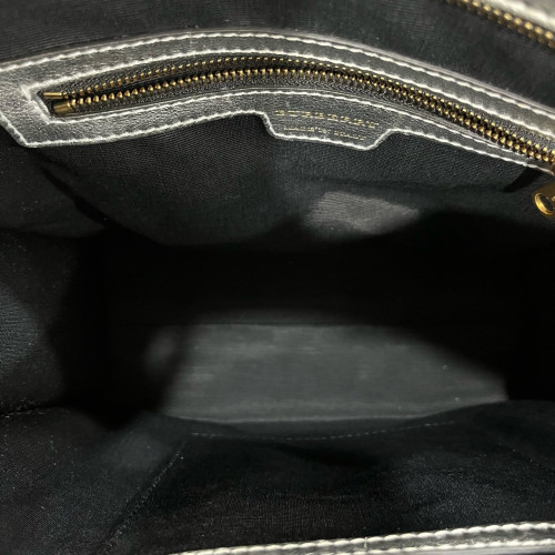 Burberry Tote Bag Haymarket Check Metallic Calfskin Beige Silver Black