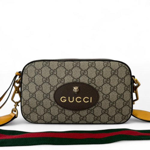Gucci Neo Vintage Shoulder Bag GG Supreme Monogram Beige Brown Green