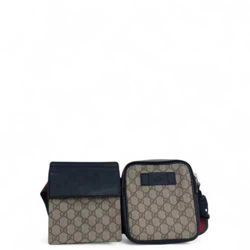 Gucci Camera Case GG Supreme Monogram Beige Black Red