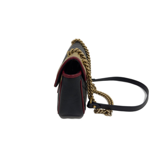 Gucci Crystal Chevron Medium GG Marmont Calfskin Black Beige Red