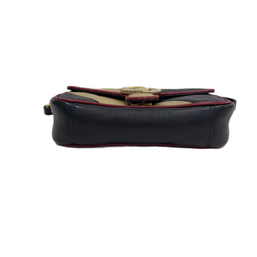 Gucci Crystal Chevron Medium GG Marmont Calfskin Black Beige Red