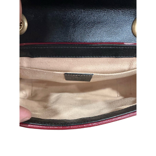 Gucci Crystal Chevron Medium GG Marmont Calfskin Black Beige Red
