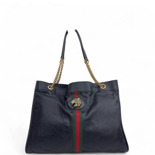 Gucci Tote Bag Calfskin Black Green Red