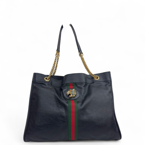 Gucci Tote Bag Calfskin Black Green Red