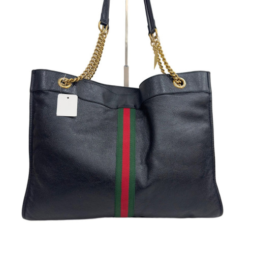 Gucci Tote Bag Calfskin Black Green Red