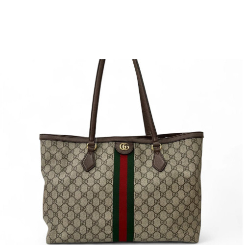 Gucci Tote Bag GG Supreme Monogram Beige Brown Green