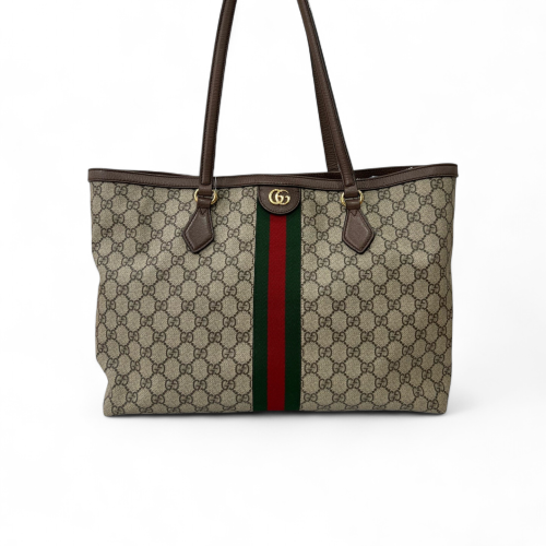 Gucci Tote Bag GG Supreme Monogram Beige Brown Green