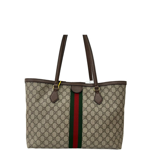 Gucci Tote Bag GG Supreme Monogram Beige Brown Green