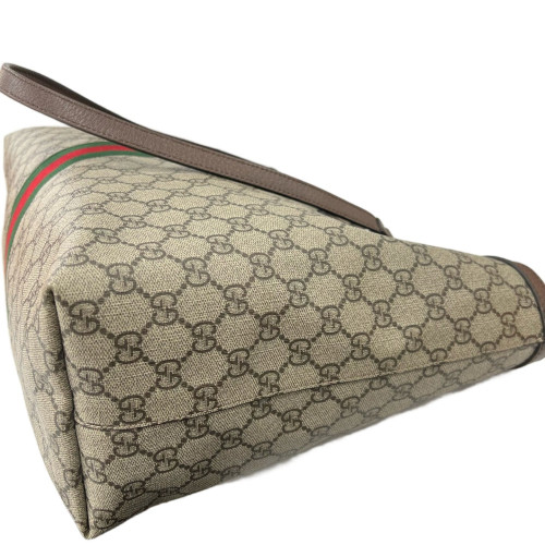 Gucci Tote Bag GG Supreme Monogram Beige Brown Green