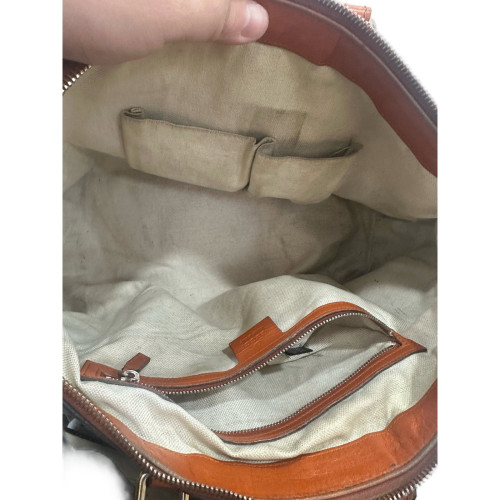 Gucci Tote Bag Calfskin Canvas Beige Brown Orange