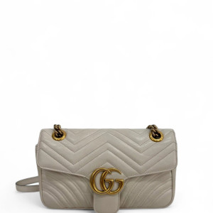 Gucci Chevron Small GG Marmont Calfskin White