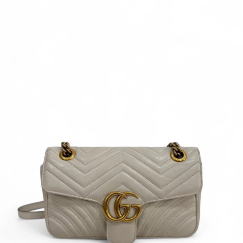 Gucci Chevron Small GG Marmont Calfskin White Gucci Chevron Small GG Marmont Calfskin White