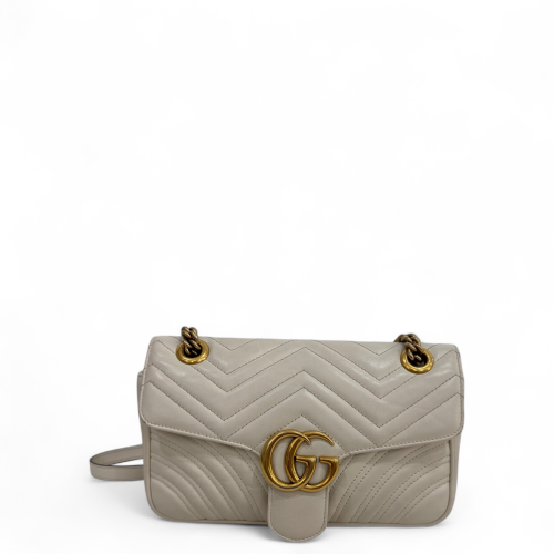 Gucci Chevron Small GG Marmont Calfskin White Gucci Chevron Small GG Marmont Calfskin White