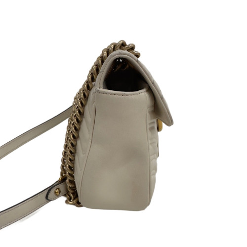 Gucci Chevron Small GG Marmont Calfskin White Gucci Chevron Small GG Marmont Calfskin White