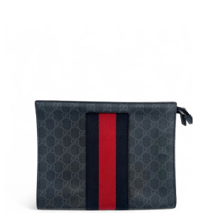 Gucci Clutch GG Monogram Black Red
