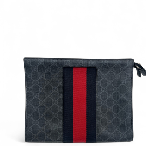 Gucci Clutch GG Monogram Black Red