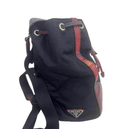 Prada Backpack Nylon Black Red Prada Backpack Nylon Black Red