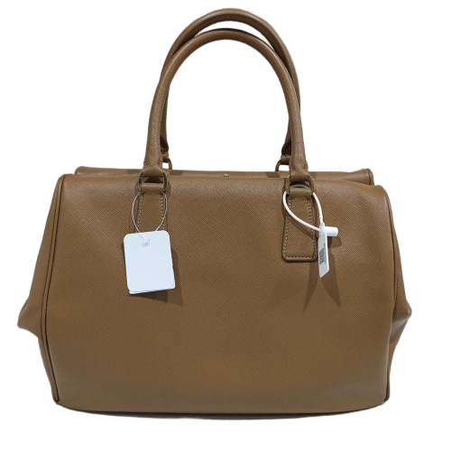 Prada Handbag Saffiano Calfskin Tan