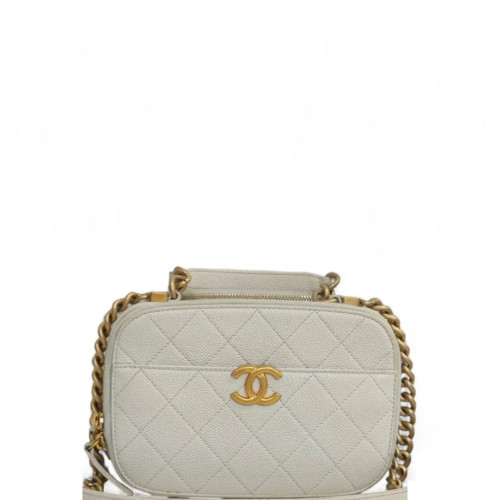 Chanel Quilted Top Handle Camera Case Grained Calfskin Pale Gold