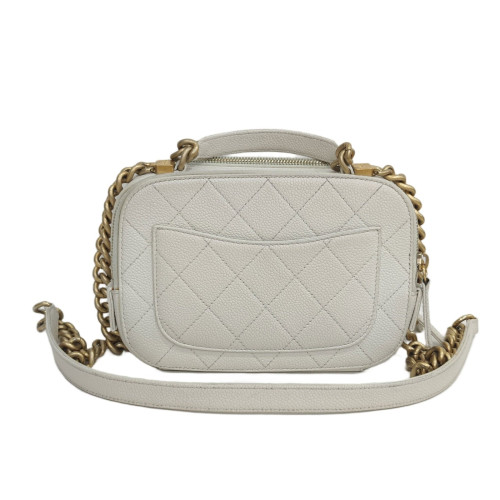 Chanel Quilted Top Handle Camera Case Grained Calfskin Pale Gold