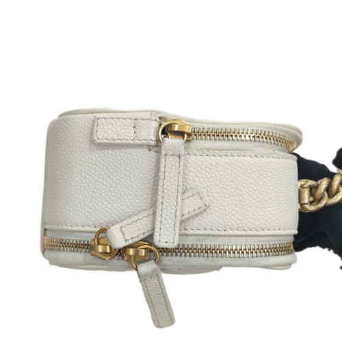Chanel Quilted Top Handle Camera Case Grained Calfskin Pale Gold