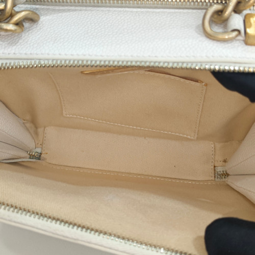 Chanel Quilted Top Handle Camera Case Grained Calfskin Pale Gold