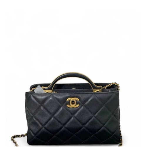 Chanel Quilted Two-Way Bag Calfskin Black