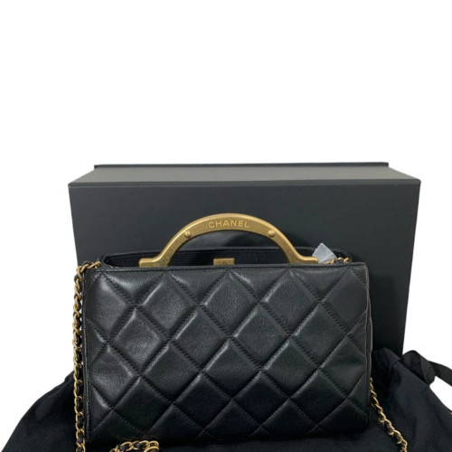 Chanel Quilted Two-Way Bag Calfskin Black