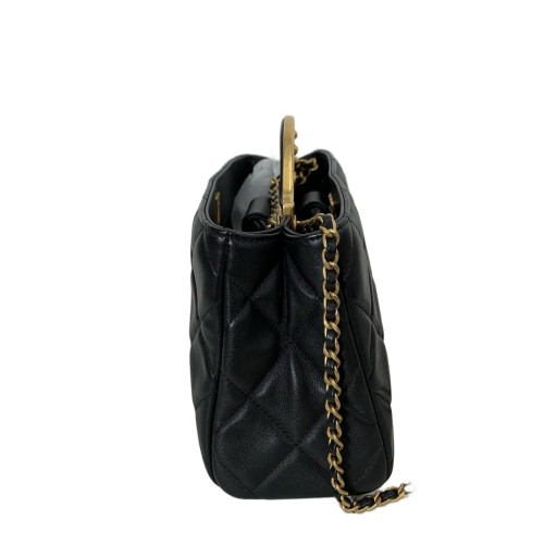 Chanel Quilted Two-Way Bag Calfskin Black