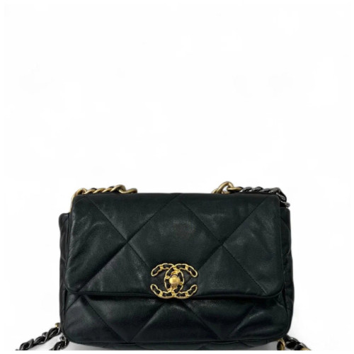 Chanel Quilted Small 19 Flag Lambskin Black