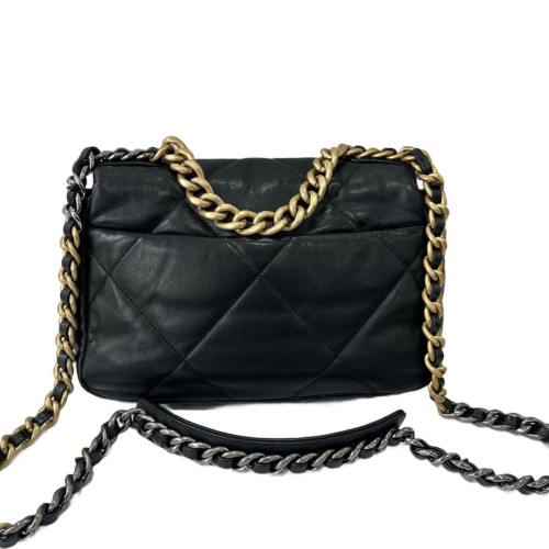 Chanel Quilted Small 19 Flag Lambskin Black